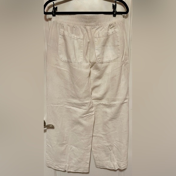Old Navy White Linen Blend Pants Gauze Pockets Trousers Wide Leg Resort Medium - Picture 3 of 8